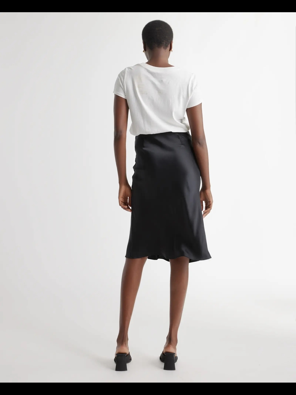 Quince 100% Washable Silk Midi Skirt Black S - Picture 4 of 7